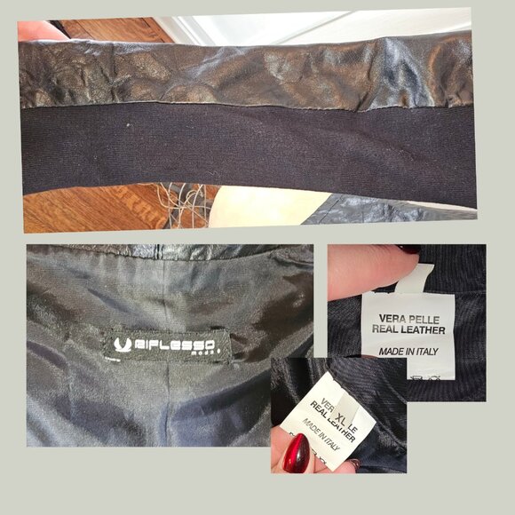 Biker Jacket Asymmetrical Zip Leather Jacket – Made in Italy – Size XL - Picture 5 of 6